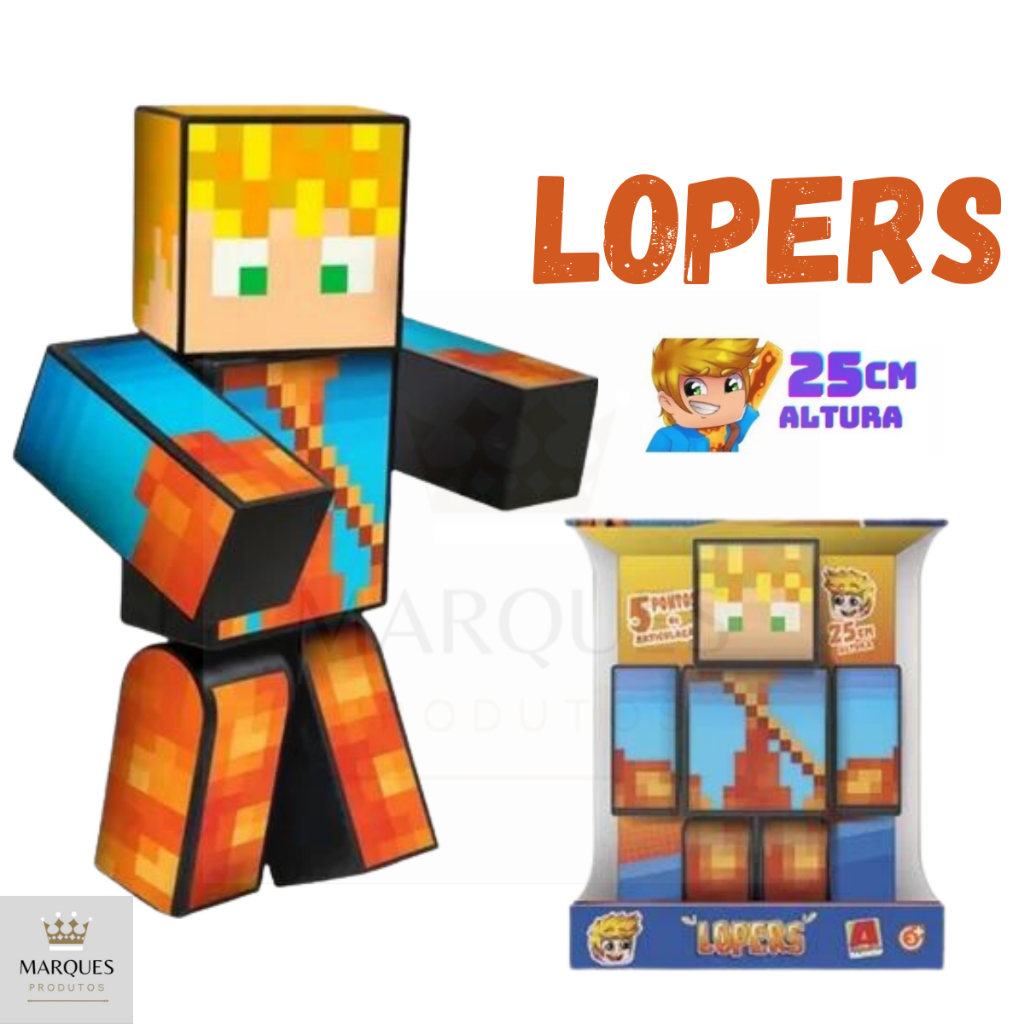 Boneco Lopers 25 cm Minecraft Original