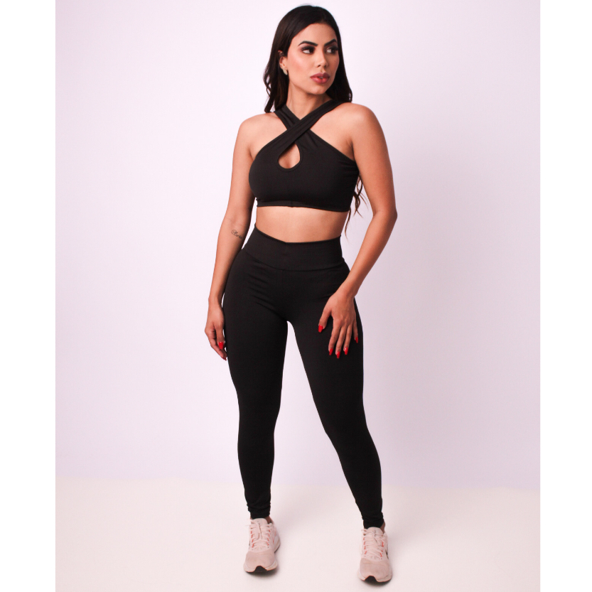 Roupa Academia Calça com Top Conjunto de Ginástica Academia Fitness