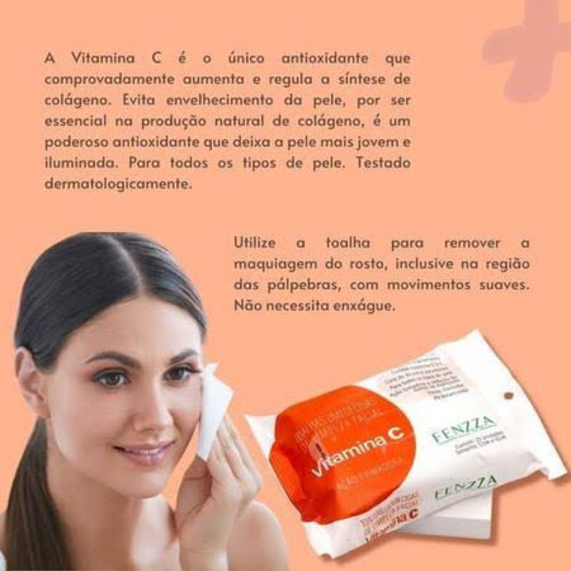 Toalhas Umedecidas De Limpeza Facial Com Vitamina C Fenzza Limpeza