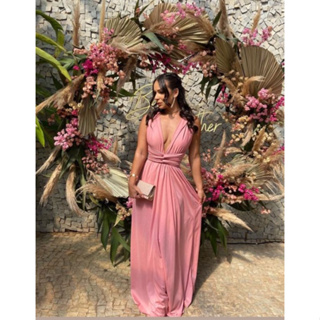 Vestido de madrinha de casamento store rosa claro