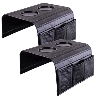 Kit 2 Bandejas Esteira flexivel protetora braco de sofa Bandeja Apoio de Copos e Controles Corino varias cores