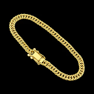 Pulseira Masculina Grumet Dupla Lacraia 5mm com Fecho Gaveta trava Banhada a ouro 18k