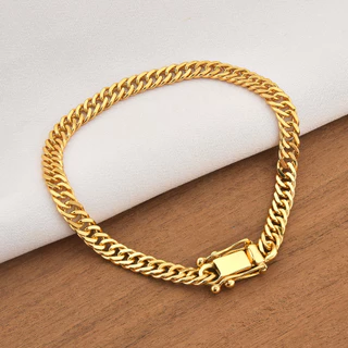 Pulseira Masculina Grumet Dupla Lacraia 5mm com Fecho Gaveta trava Banhada a ouro 18k