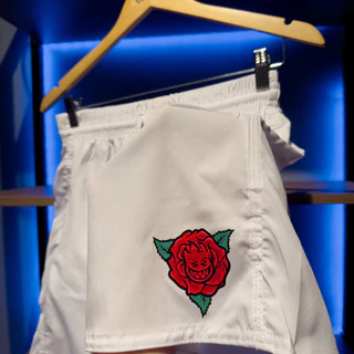 Bermuda Masculina Shorts Tactel com Elastano com Bolso Moda Praia Skate Sk8 Sptifire Flor Vermelha