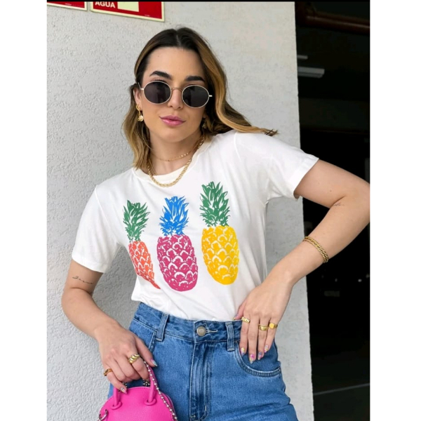 Blusa store feminina pineapple