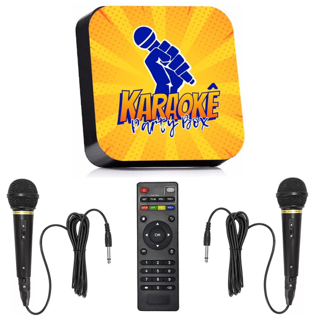 Karaoke Party Box Vermelho +2 Microfones +de 1000 Músicas Com