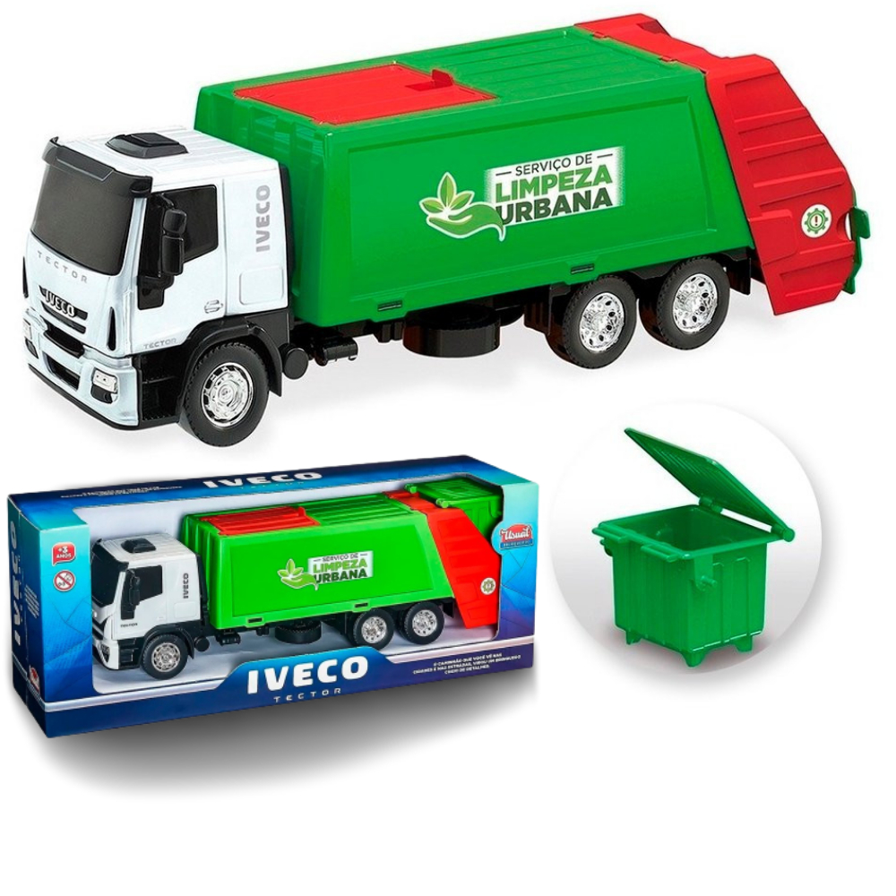 Caminhão Infantil Iveco Tector Coletor Miniatura - Usual Brinquedos 342