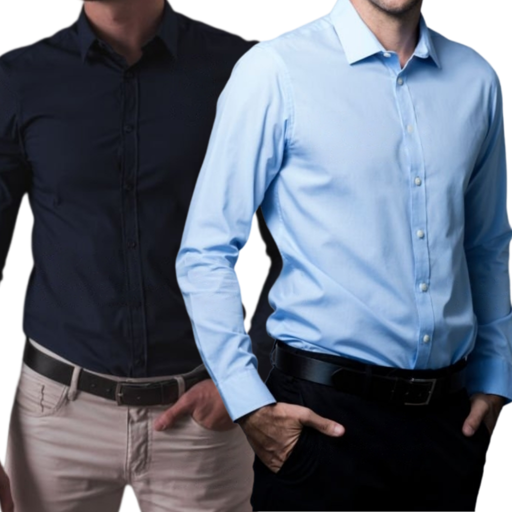 kit 2 Camisa Social Manga Longa Masculina Algodão