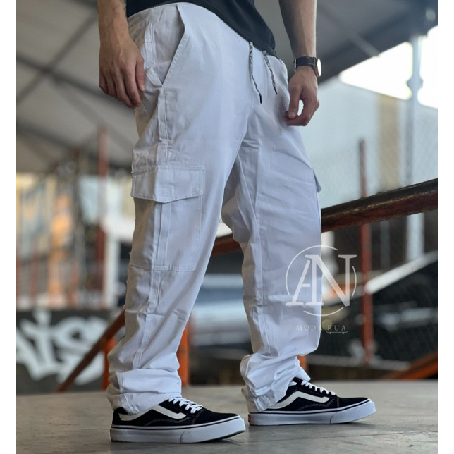 Calça branca com hot sale elastico na cintura