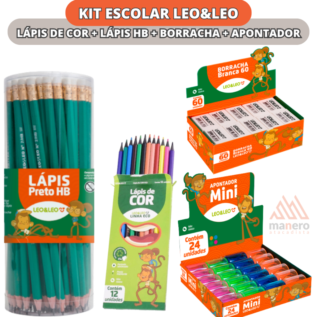 Kit Escolar Game HB com 4 peças - Leonora - Blister - Material