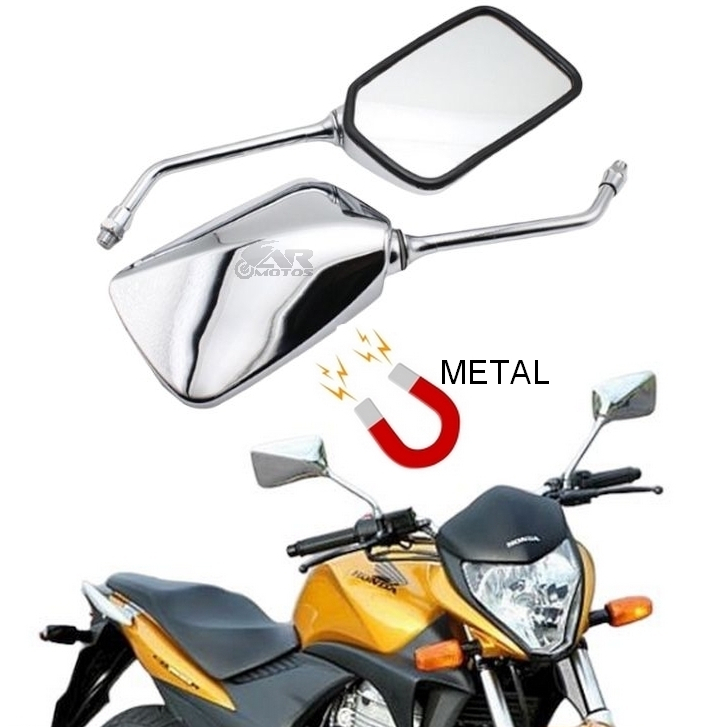 Retrovisor Teschi Moto Cromado Metal Twister Cb 300 Falcon Titan Espelho Convexo