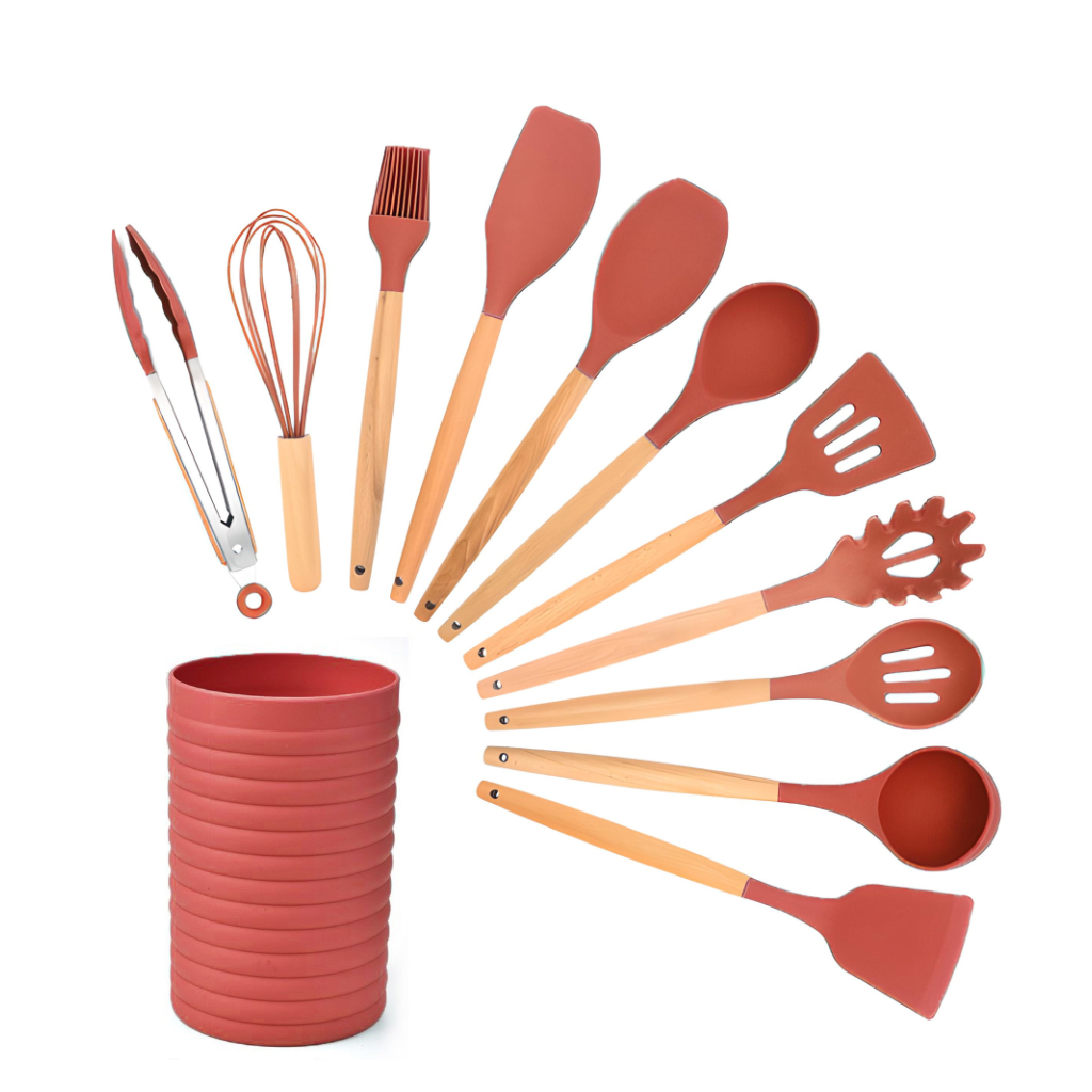 Kit Utensílios De Cozinha 12 Peças Silicone Colorido