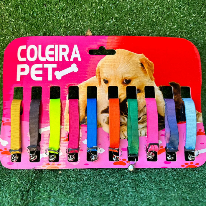 Cartela De Coleira Lisas/Sem Estampas Para Gato e Cachorro Porte Pequeno Com Guizo