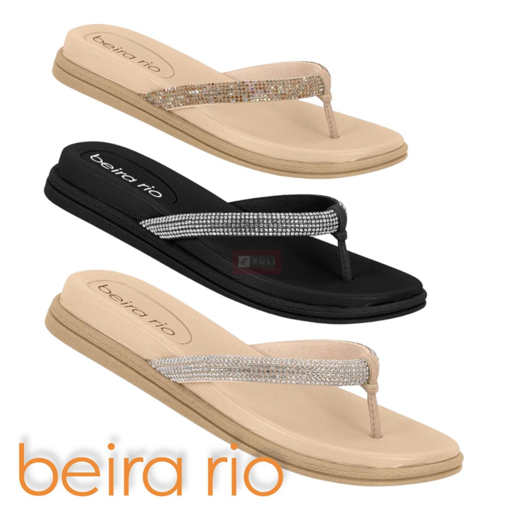Sandalia Rasteira Beira Rio Original Rasteirinha Feminina Flatform Strass  Conforto Casual Lancamento Fashiona