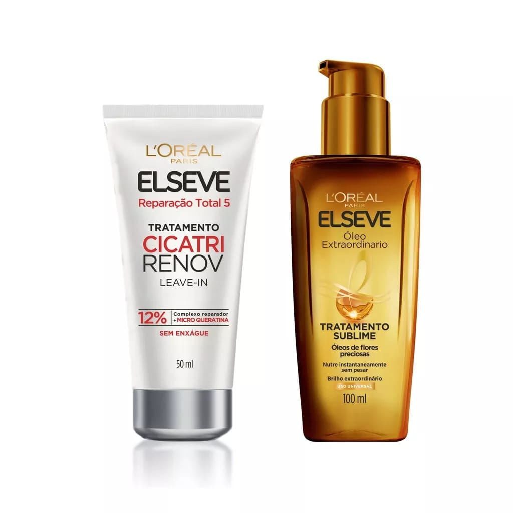 Kit Leave in de Tratamento Cicatri Renov 50ml Óleo Extraordinario para Cabelos Elseve Loreal