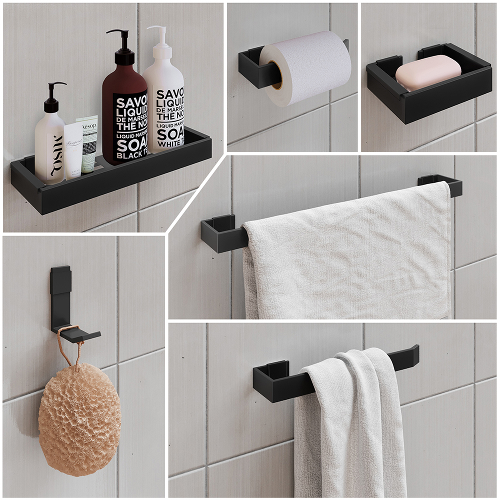 Kit Acessórios Para Banheiro Lavabo 6 Peças Porta Toalha Papel Sabonete ...