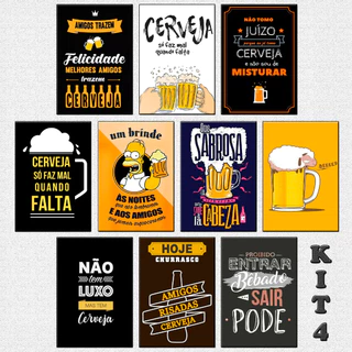 Kit 10 Placas MDF Decoração Decorativas Buteco Bar Churrasco Frases De Bêbado Manual Do Churrasco Amigos