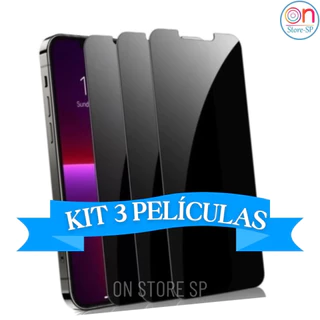 Kit 3 Película IPhone Privacidade de Vidro 3D Privativa IPhone 15 14 13 11 12 XR 15 Pro Max 7 Plus