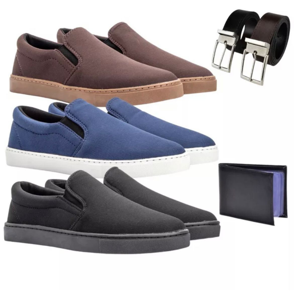 Kit 3 Pares Tênis Slip On Masculino Summer Casual - Estilo e Conforto em  Três Cores Modernas