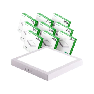 Kit 5 Luminária Painel Plafon Led 25W Quadrado Redondo Alumínio Sobrepor