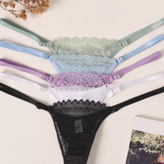 Kit com 5 Calcinhas em Renda e Microfibra Fio Duplo Alças Reguláveis String Revenda Lingerie Feminina Moda Intima
