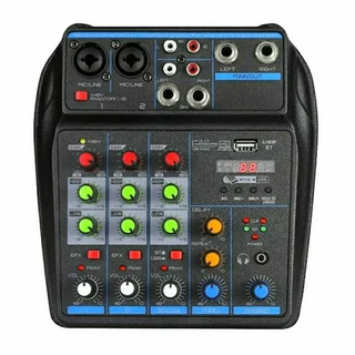 Mesa de som 4 canais com efeito para voz integrado Bluetooth USB Mp3, 110 e 220