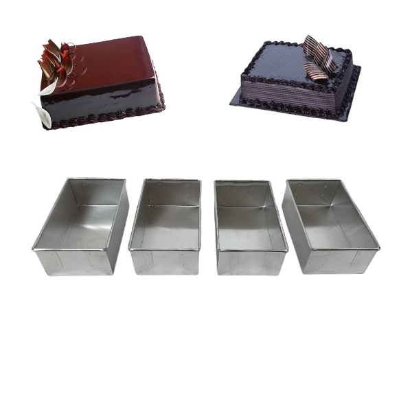 KIT 4 FORMAS RETANGULARES BOLO DE KILO CAIXINHA DE LEITE ALUMÍNIO ASSADEIRA BAIXA 1KG BOLO AERADO