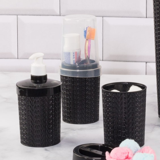 Kit Banheiro Lavabo Trama 3 Peças em plástico Plasútil Shopee Brasil