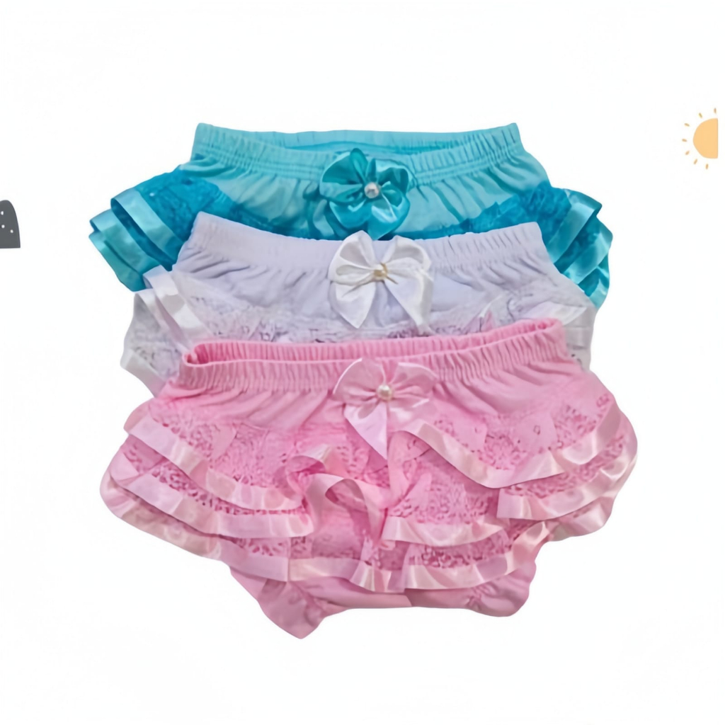 Calcinha Bunda Rica Bebê com Babados Cores Diversas 3 meses a 1 Ano ...