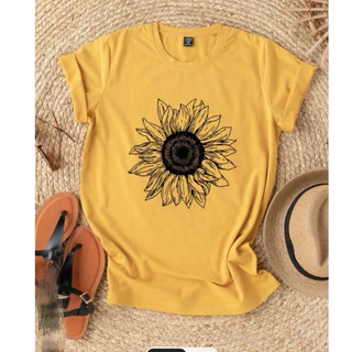 Camiseta T-shirt Feminina Estampada Girassol