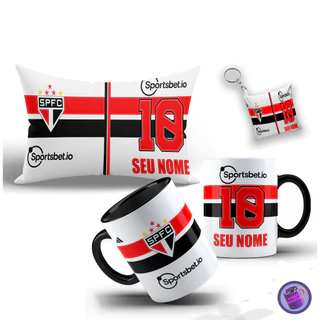 Kit Personalizado São Paulo com Caneca, Almofada e Chaveiro Colorido 1