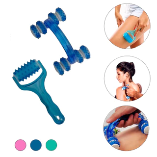 Kit Massageadores Carrinho e Rolo Manual Plástico Corporal