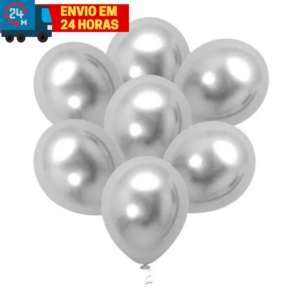 Balão Free Fire Prata - 9 Polegadas - 25 Unidades - Extra Festas