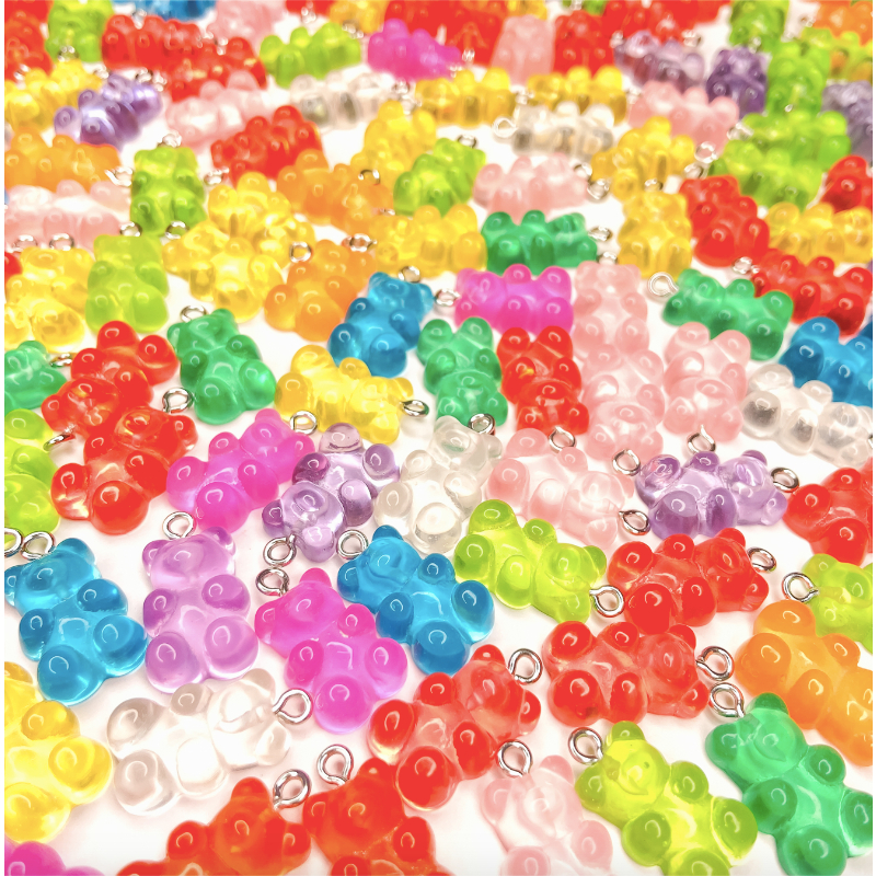 100 pçs mini resina gummy bear encantos do prego misturado iridescente ab  doce urso 7mm/9mm aurora urso peças do prego jóias que fazem o encanto do  prego - AliExpress