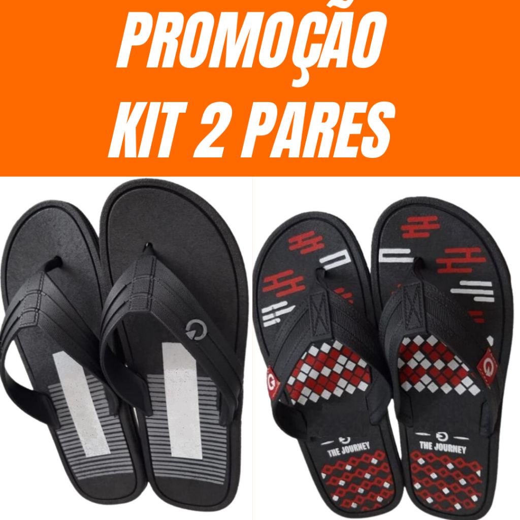 2 Pares de Chinelo Masculino kit antiderrapante correia grossa sandália masculina chinela