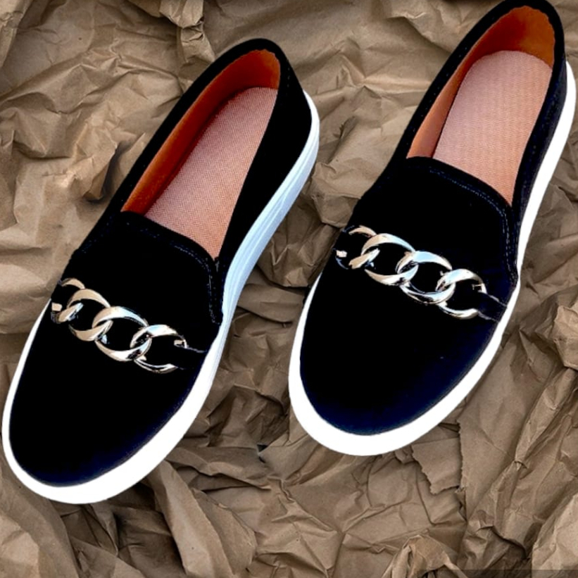 Tenis Feminino Casual Slip on Iate Sapatenis Confortável Corrente Calce Fácil