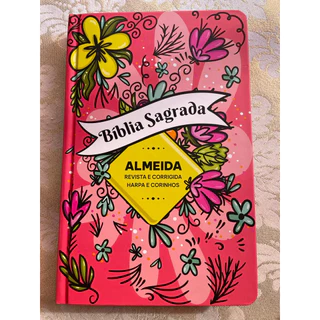 Bíblia Sagrada Slim Capa Dura | RC | Edição Luxo | Floral Alegre Com bordas coloridas