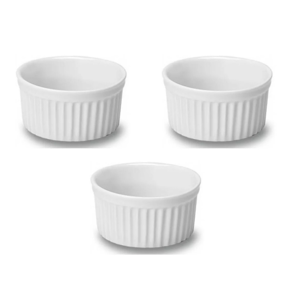 Kit 3 Ramekin Grande Porcelana Canelado 210ml Restaurante Buffet ...