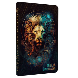 Bíblia Sagrada KJA | Capa Dura |Edição Luxo| Slim Leão Dourado Com bordas coloridas