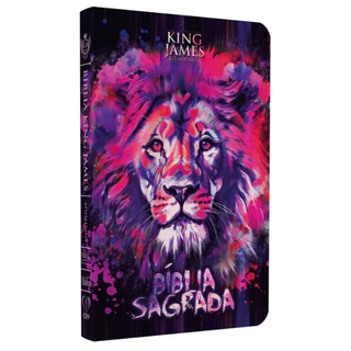 Bíblia Sagrada KJA | Capa Dura | Slim |Edição Luxo| Novo Leão Aquarela Com bordas coloridas