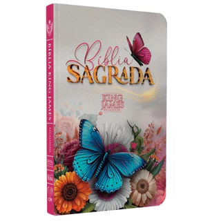 Bíblia Sagrada KJA | Capa Dura | Slim |Edição Luxo| Flores e Borboletas Com bordas coloridas