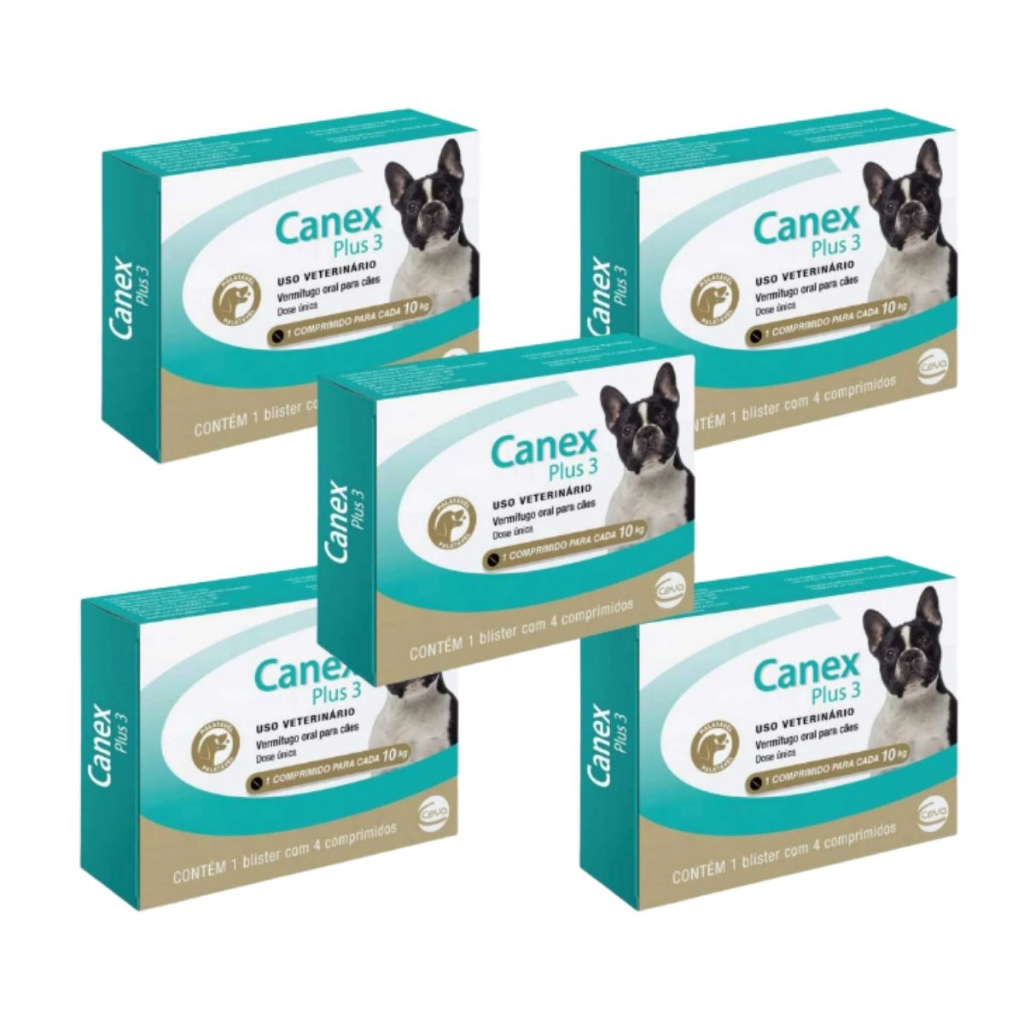 Kit com 5 Canex Plus 3 Vermífugo Ceva | Shopee Brasil