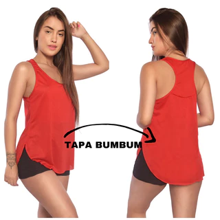 Blusas Tapa Bumbum (unitário ou kit c/ 2) Regata Academia Dry Fit camisa Furadinha Bainha feminino