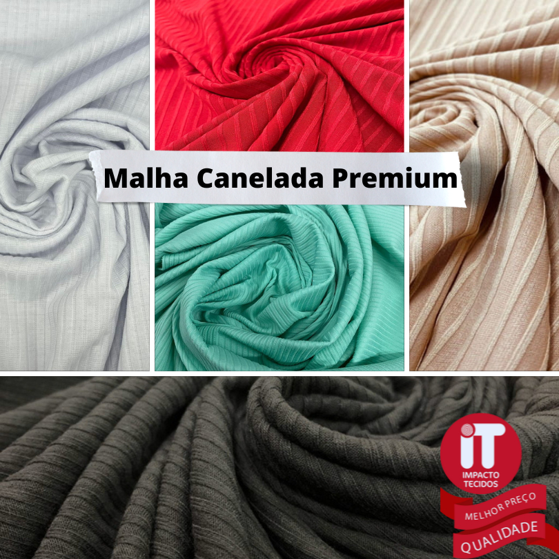 Tecido Malha Canelada PREMIUM com Elastano - 1m x 1,60m