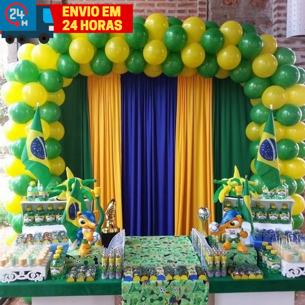 Kit 100 Balão Verde e Amarelo Brasil Festa Evento Decoração em Oferta na Shopee