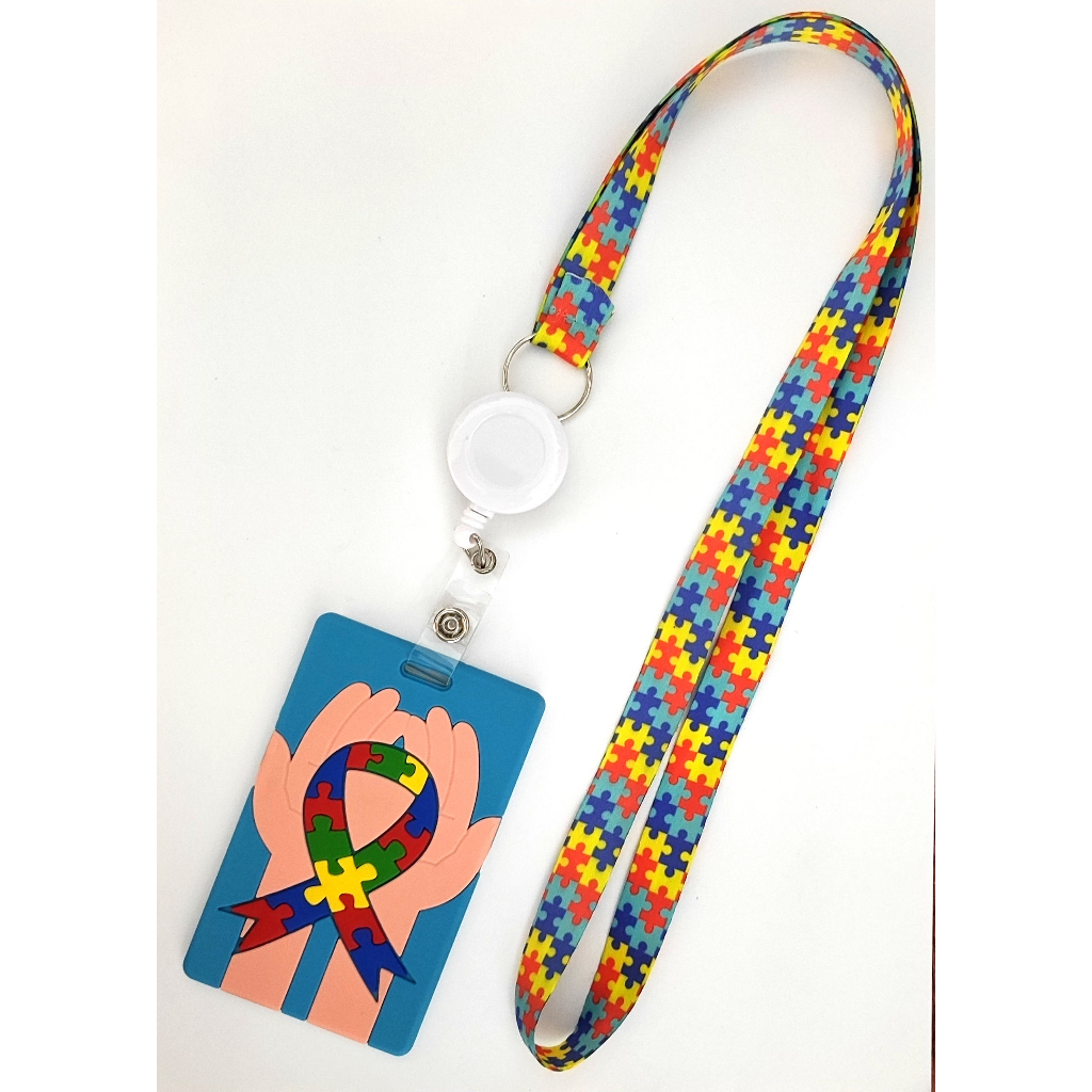 Cordão Porta Crachá Emborrachado Identificação Autismo