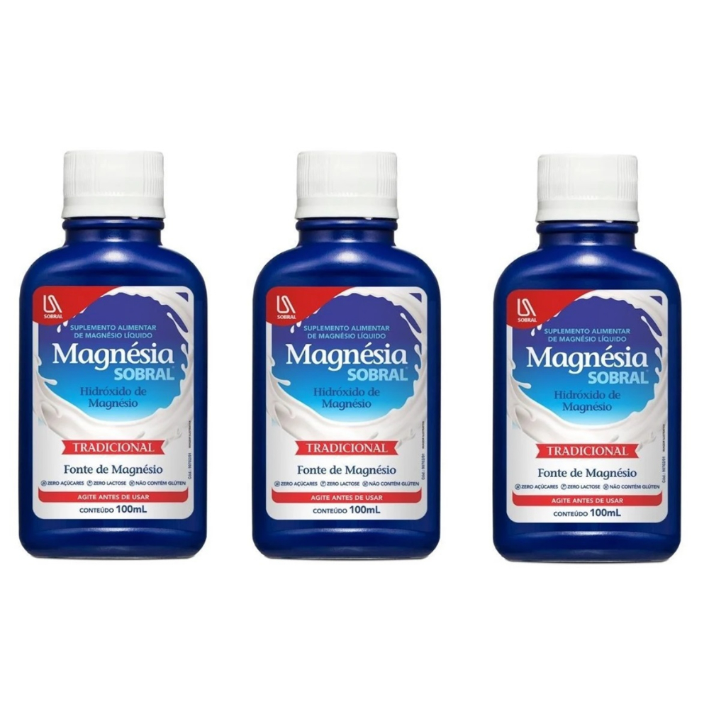 Kit 3 leite de Magnesio Liquido, Hidroxido de magnesio 100ml ...