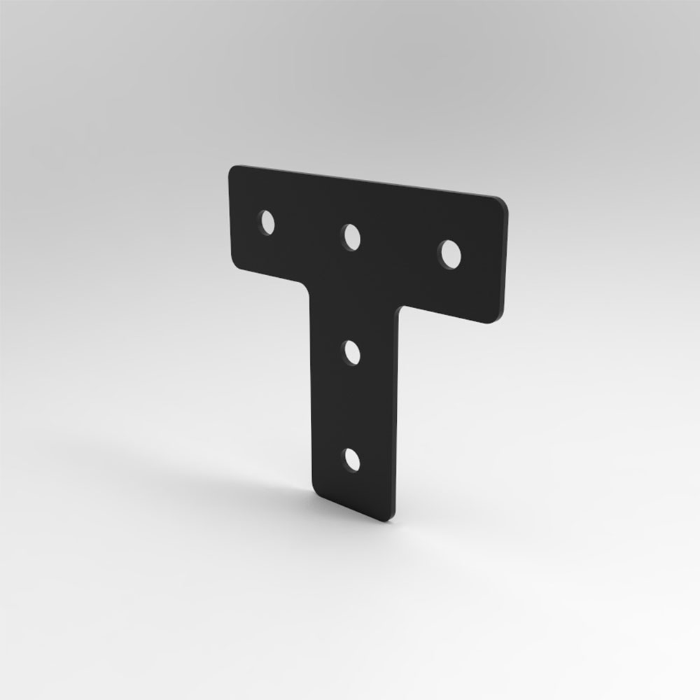 Placa T para montagem em 90° de perfil estrutural em alumínio