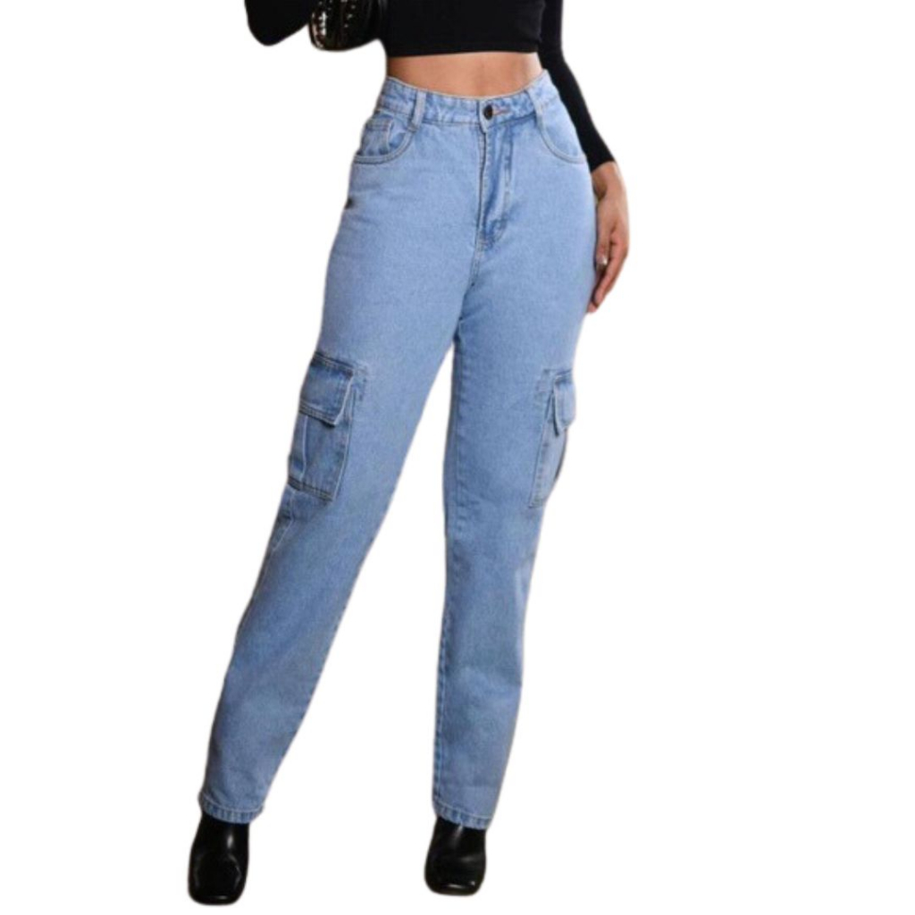 Calça Jeans Cargo - Feminino