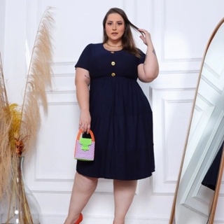 Vestido plus size três Marias veste do 44 ao 50 moda maior plus sizes com  manguinha confortável fresco dia a dia soltinho vestidos moda feminina  roupa de mulher gordinha